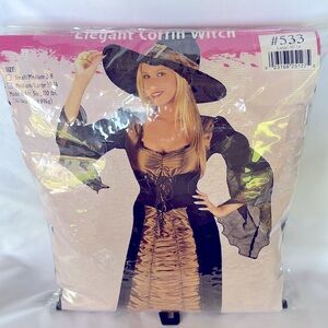 Gently Worn HALLOWEEN COSTUME Elegant Coffin Witch Gown Size M/L 10-14